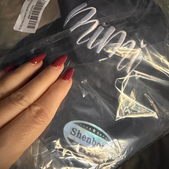 NWT Blue Denim Cap with White Embroidery Mimi Navy Blue Grandma Gift - Picture 3 of 4